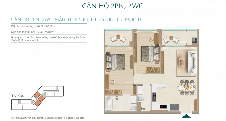 Mặt bằng căn hộ Diamond Sky