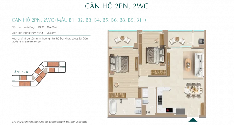 Mặt bằng căn hộ Diamond Sky