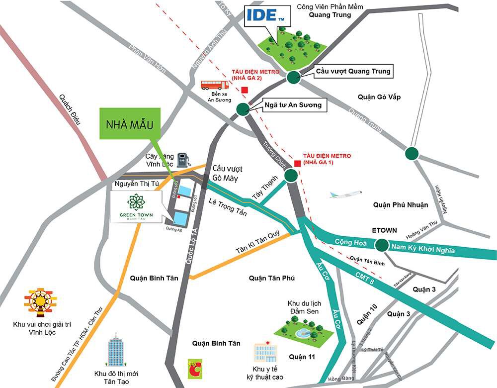 vị trí chung cư green town bình tân